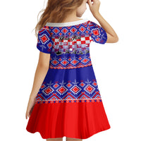 Custom Croatia Christmas Family Matching Short Sleeve Bodycon Dress and Hawaiian Shirt Sretan Bozic Croatian Embroidery Patterns - Wonder Print Shop