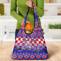 Custom Croatia Christmas Grocery Bag Sretan Bozic Croatian Embroidery Patterns