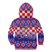 Custom Croatia Christmas Kid Hoodie Sretan Bozic Croatian Embroidery Patterns - Wonder Print Shop