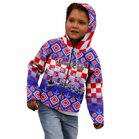 Custom Croatia Christmas Kid Hoodie Sretan Bozic Croatian Embroidery Patterns - Wonder Print Shop