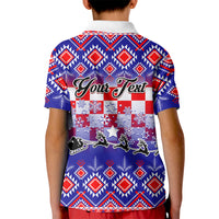 Custom Croatia Christmas Kid Polo Shirt Sretan Bozic Croatian Embroidery Patterns - Wonder Print Shop