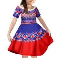 Custom Croatia Christmas Kid Short Sleeve Dress Sretan Bozic Croatian Embroidery Patterns - Wonder Print Shop