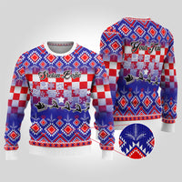 Personalised Croatia Christmas Ugly Christmas Sweater Sretan Bozic Croatian Embroidery Patterns - Wonder Print Shop