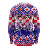 Custom Croatia Christmas Long Sleeve Shirt Sretan Bozic Croatian Embroidery Patterns - Wonder Print Shop