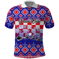 Custom Croatia Christmas Polo Shirt Sretan Bozic Croatian Embroidery Patterns - Wonder Print Shop