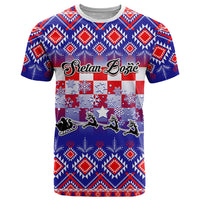 Custom Croatia Christmas T Shirt Sretan Bozic Croatian Embroidery Patterns - Wonder Print Shop