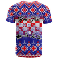 Custom Croatia Christmas T Shirt Sretan Bozic Croatian Embroidery Patterns - Wonder Print Shop