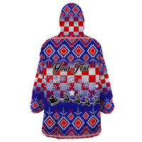Custom Croatia Christmas Wearable Blanket Hoodie Sretan Bozic Croatian Embroidery Patterns - Wonder Print Shop