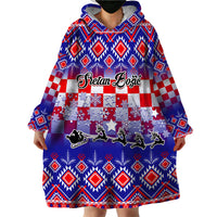 Custom Croatia Christmas Wearable Blanket Hoodie Sretan Bozic Croatian Embroidery Patterns - Wonder Print Shop