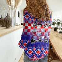 Custom Croatia Christmas Women Casual Shirt Sretan Bozic Croatian Embroidery Patterns - Wonder Print Shop