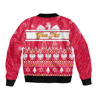 Custom Poland Christmas Bomber Jacket Wesolych Swiat Polish Eagle - Wonder Print Shop