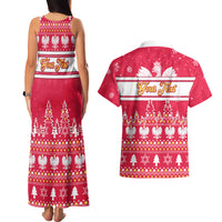 Custom Poland Christmas Couples Matching Tank Maxi Dress and Hawaiian Shirt Wesolych Swiat Polish Eagle - Wonder Print Shop
