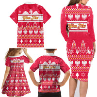 Custom Poland Christmas Family Matching Long Sleeve Bodycon Dress and Hawaiian Shirt Wesolych Swiat Polish Eagle - Wonder Print Shop