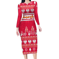 Custom Poland Christmas Family Matching Long Sleeve Bodycon Dress and Hawaiian Shirt Wesolych Swiat Polish Eagle - Wonder Print Shop