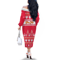 Custom Poland Christmas Family Matching Off Shoulder Long Sleeve Dress and Hawaiian Shirt Wesolych Swiat Polish Eagle - Wonder Print Shop