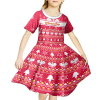 Custom Poland Christmas Kid Short Sleeve Dress Wesolych Swiat Polish Eagle - Wonder Print Shop