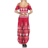 Custom Poland Christmas Summer Maxi Dress Wesolych Swiat Polish Eagle - Wonder Print Shop