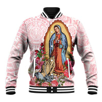 Virgen de Guadalupe Baseball Jacket Rose Flower Mexican Aztec Pattern - Wonder Print Shop