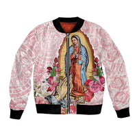 Virgen de Guadalupe Bomber Jacket Rose Flower Mexican Aztec Pattern - Wonder Print Shop