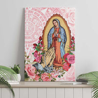 Virgen de Guadalupe Canvas Wall Art Rose Flower Mexican Aztec Pattern - Wonder Print Shop