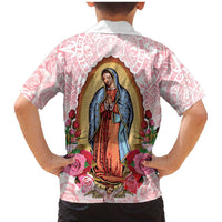 Virgen de Guadalupe Family Matching Mermaid Dress and Hawaiian Shirt Rose Flower Mexican Aztec Pattern - Wonder Print Shop