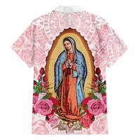 Virgen de Guadalupe Family Matching Off The Shoulder Long Sleeve Dress and Hawaiian Shirt Rose Flower Mexican Aztec Pattern - Wonder Print Shop
