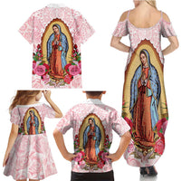 Virgen de Guadalupe Family Matching Summer Maxi Dress and Hawaiian Shirt Rose Flower Mexican Aztec Pattern - Wonder Print Shop
