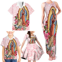 Virgen de Guadalupe Family Matching Tank Maxi Dress and Hawaiian Shirt Rose Flower Mexican Aztec Pattern - Wonder Print Shop