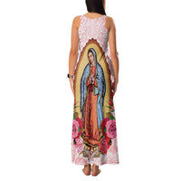 Virgen de Guadalupe Family Matching Tank Maxi Dress and Hawaiian Shirt Rose Flower Mexican Aztec Pattern - Wonder Print Shop