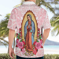 Virgen de Guadalupe Hawaiian Shirt Rose Flower Mexican Aztec Pattern - Wonder Print Shop