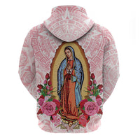 Virgen de Guadalupe Hoodie Rose Flower Mexican Aztec Pattern - Wonder Print Shop