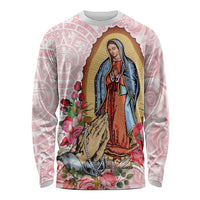 Virgen de Guadalupe Long Sleeve Shirt Rose Flower Mexican Aztec Pattern - Wonder Print Shop