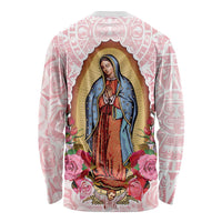 Virgen de Guadalupe Long Sleeve Shirt Rose Flower Mexican Aztec Pattern - Wonder Print Shop