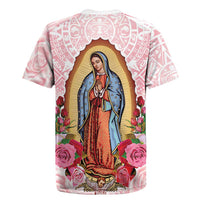 Virgen de Guadalupe Rugby Jersey Rose Flower Mexican Aztec Pattern - Wonder Print Shop