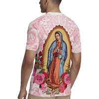 Virgen de Guadalupe Rugby Jersey Rose Flower Mexican Aztec Pattern - Wonder Print Shop