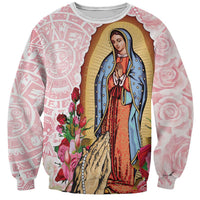 Virgen de Guadalupe Sweatshirt Rose Flower Mexican Aztec Pattern - Wonder Print Shop