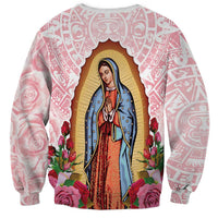 Virgen de Guadalupe Sweatshirt Rose Flower Mexican Aztec Pattern - Wonder Print Shop