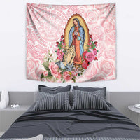 Virgen de Guadalupe Tapestry Rose Flower Mexican Aztec Pattern - Wonder Print Shop