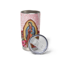 Virgen de Guadalupe Tumbler Cup Rose Flower Mexican Aztec Pattern - Wonder Print Shop