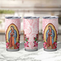 Virgen de Guadalupe Tumbler Cup Rose Flower Mexican Aztec Pattern - Wonder Print Shop