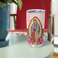 Virgen de Guadalupe Tumbler Cup Rose Flower Mexican Aztec Pattern - Wonder Print Shop