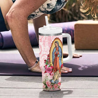 Virgen de Guadalupe Tumbler With Handle Rose Flower Mexican Aztec Pattern - Wonder Print Shop