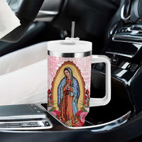 Virgen de Guadalupe Tumbler With Handle Rose Flower Mexican Aztec Pattern - Wonder Print Shop