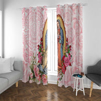 Virgen de Guadalupe Window Curtain Rose Flower Mexican Aztec Pattern - Wonder Print Shop