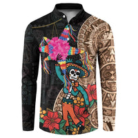 Las Posadas Button Sweatshirt Pinata With Mexican Aztec Circle - Wonder Print Shop