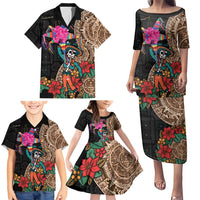 Las Posadas Family Matching Puletasi and Hawaiian Shirt Pinata With Mexican Aztec Circle - Wonder Print Shop