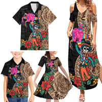 Las Posadas Family Matching Summer Maxi Dress and Hawaiian Shirt Pinata With Mexican Aztec Circle - Wonder Print Shop