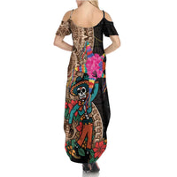 Las Posadas Family Matching Summer Maxi Dress and Hawaiian Shirt Pinata With Mexican Aztec Circle - Wonder Print Shop