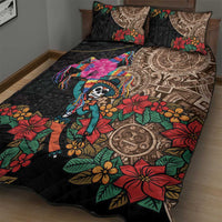 Las Posadas Quilt Bed Set Pinata With Mexican Aztec Circle - Wonder Print Shop