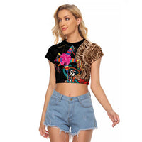 Las Posadas Raglan Cropped T Shirt Pinata With Mexican Aztec Circle - Wonder Print Shop